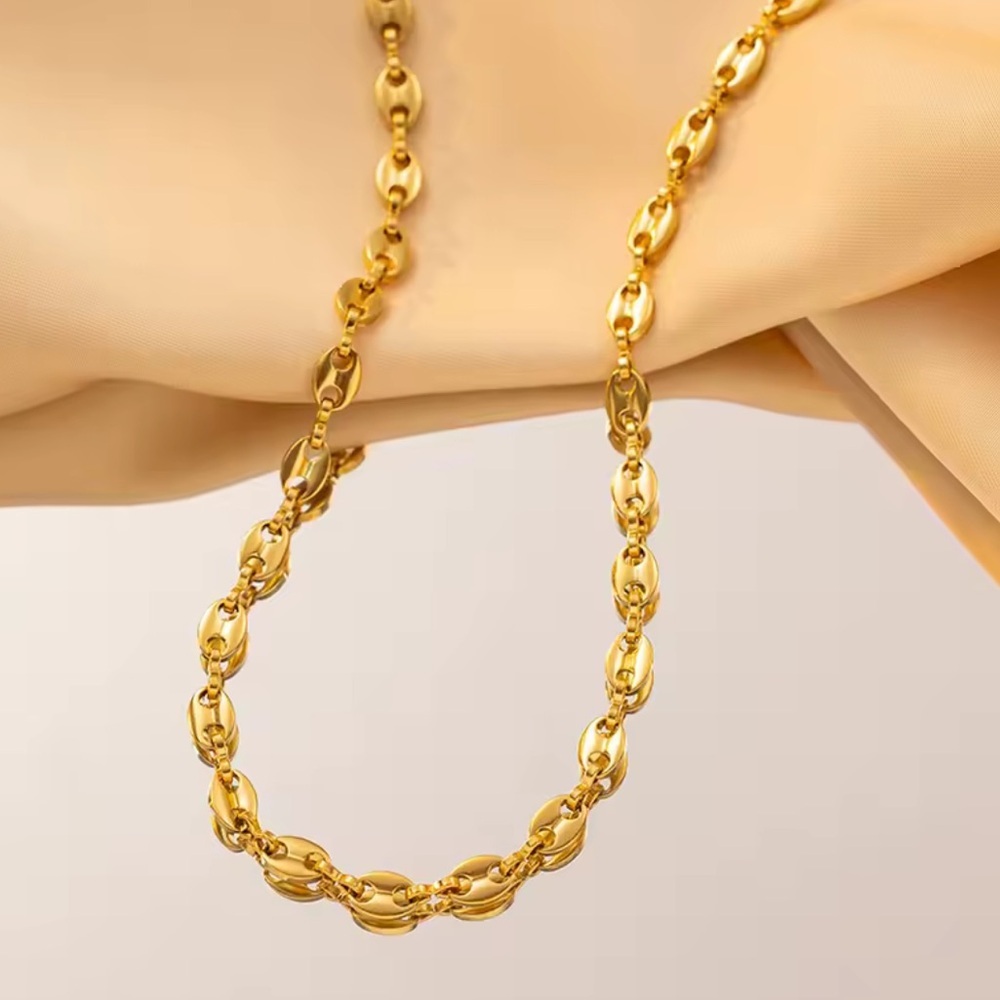 Gold Chain Coffee Bean Vintage Style Boho Necklace Brand New - Picture 2 of 5